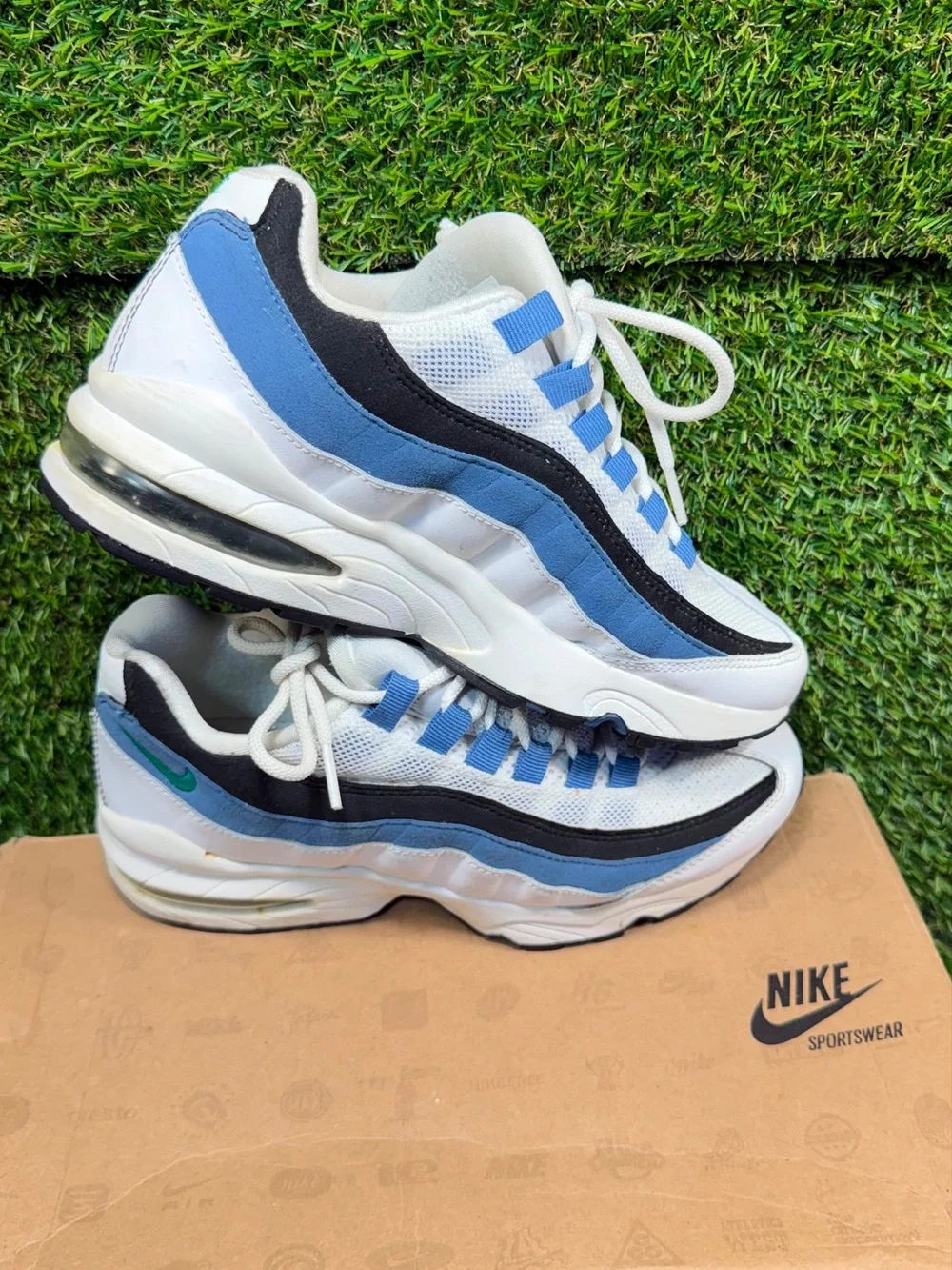 Nike Air Max 95 GS New Green Blue Slate 307565-105 Size 5Y Vintage 2009 OG Box
